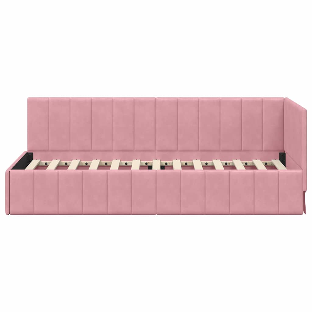 Cornice del letto ad angolo Rosa 80 cm x 200 cm Velluto 42016290