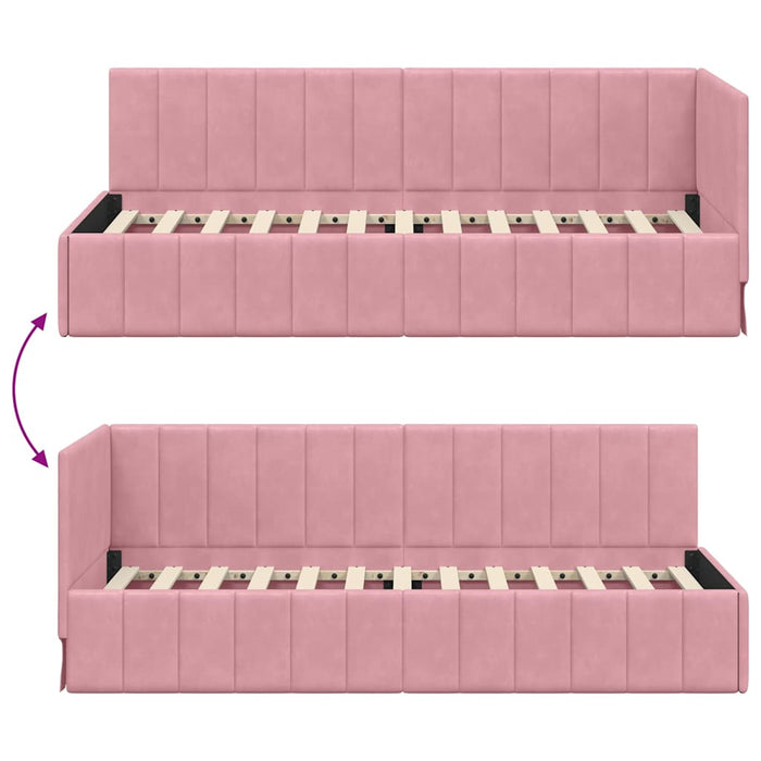Cornice del letto ad angolo Rosa 80 cm x 200 cm Velluto 42016290