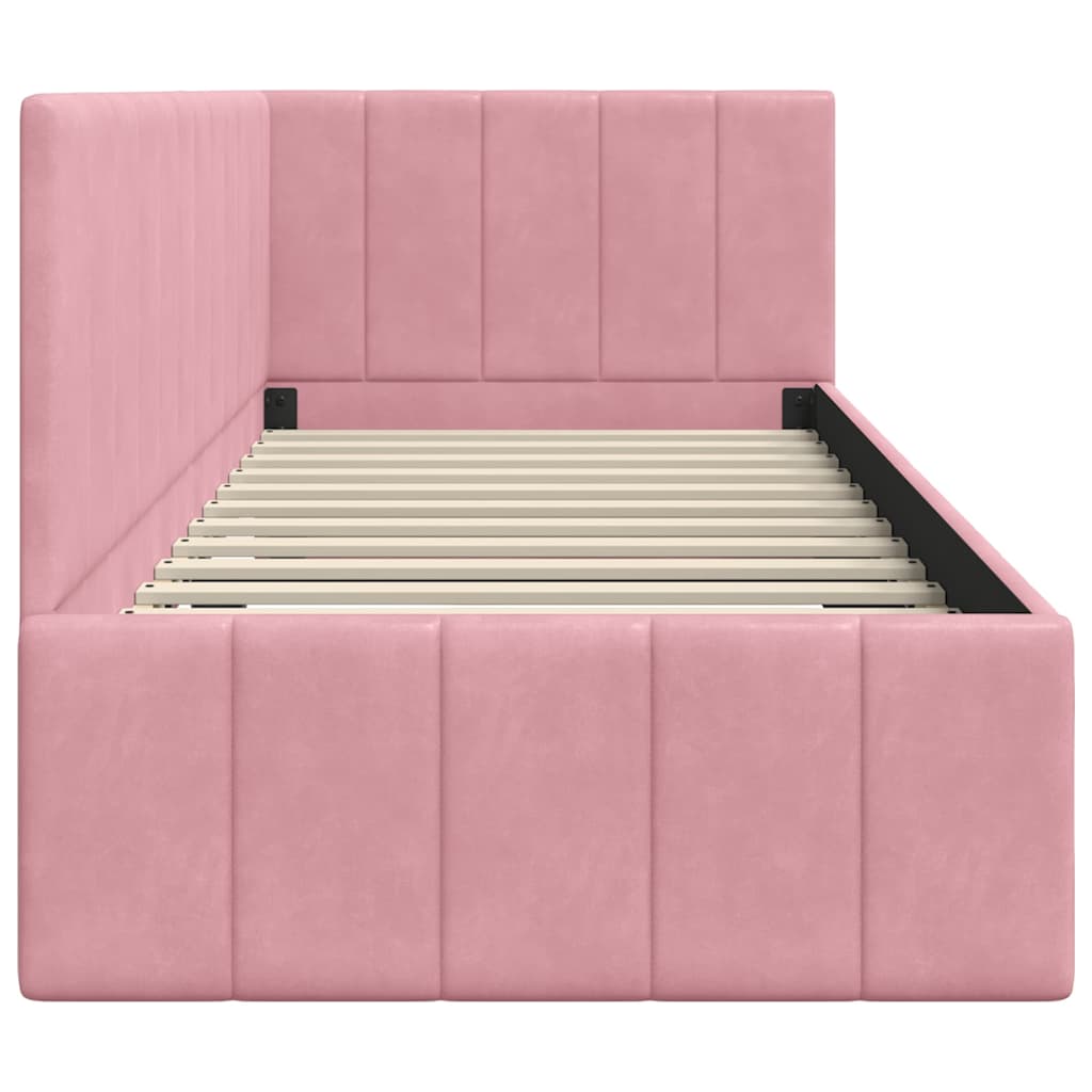 Cornice del letto ad angolo Rosa 80 cm x 200 cm Velluto 42016290