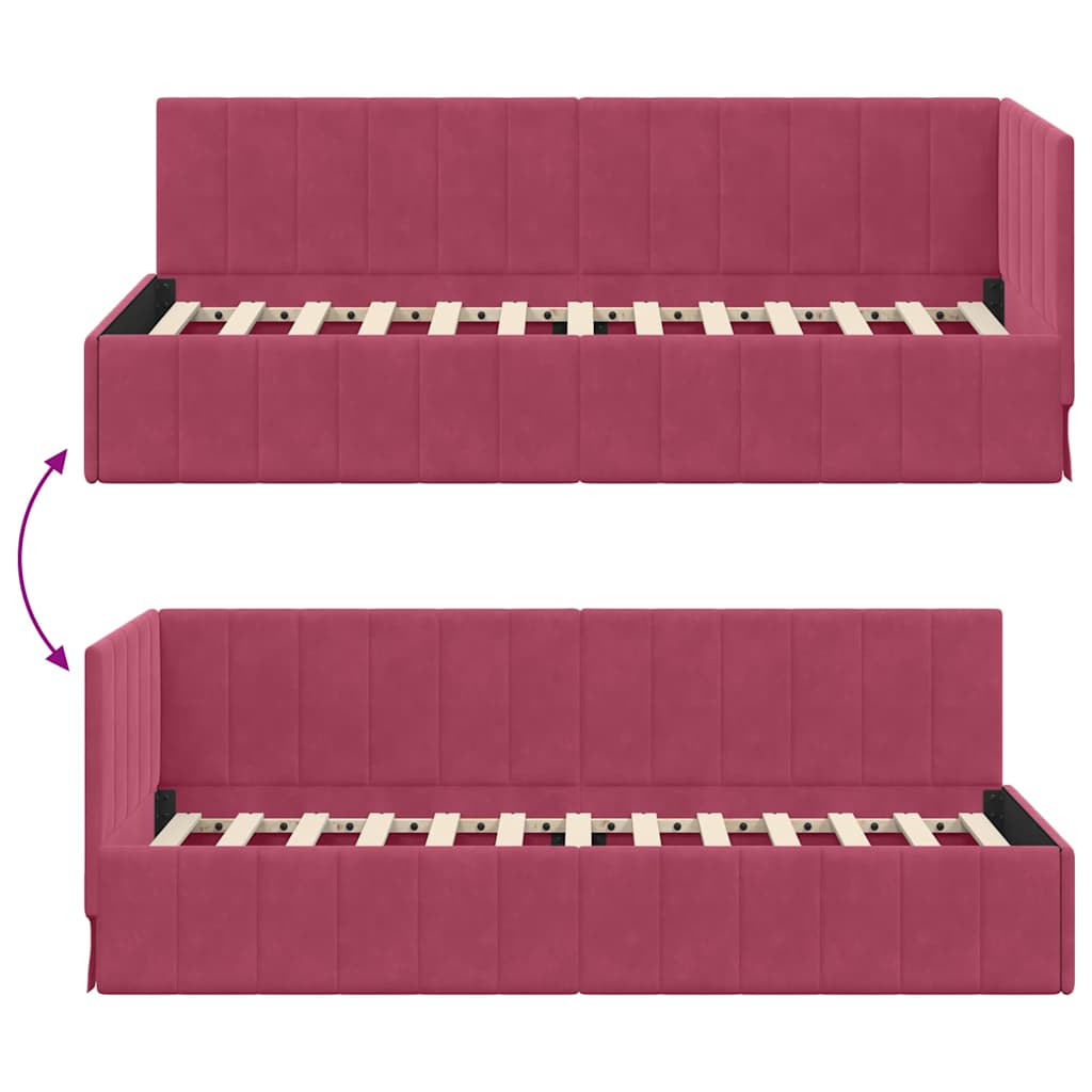 Cornice del letto ad angolo Rosso Vino 80 cm x 200 cm Velluto 42016291