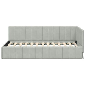 vidaXL Cornice del letto ad angolo Grigio chiaro 90 x 190 cm Velluto