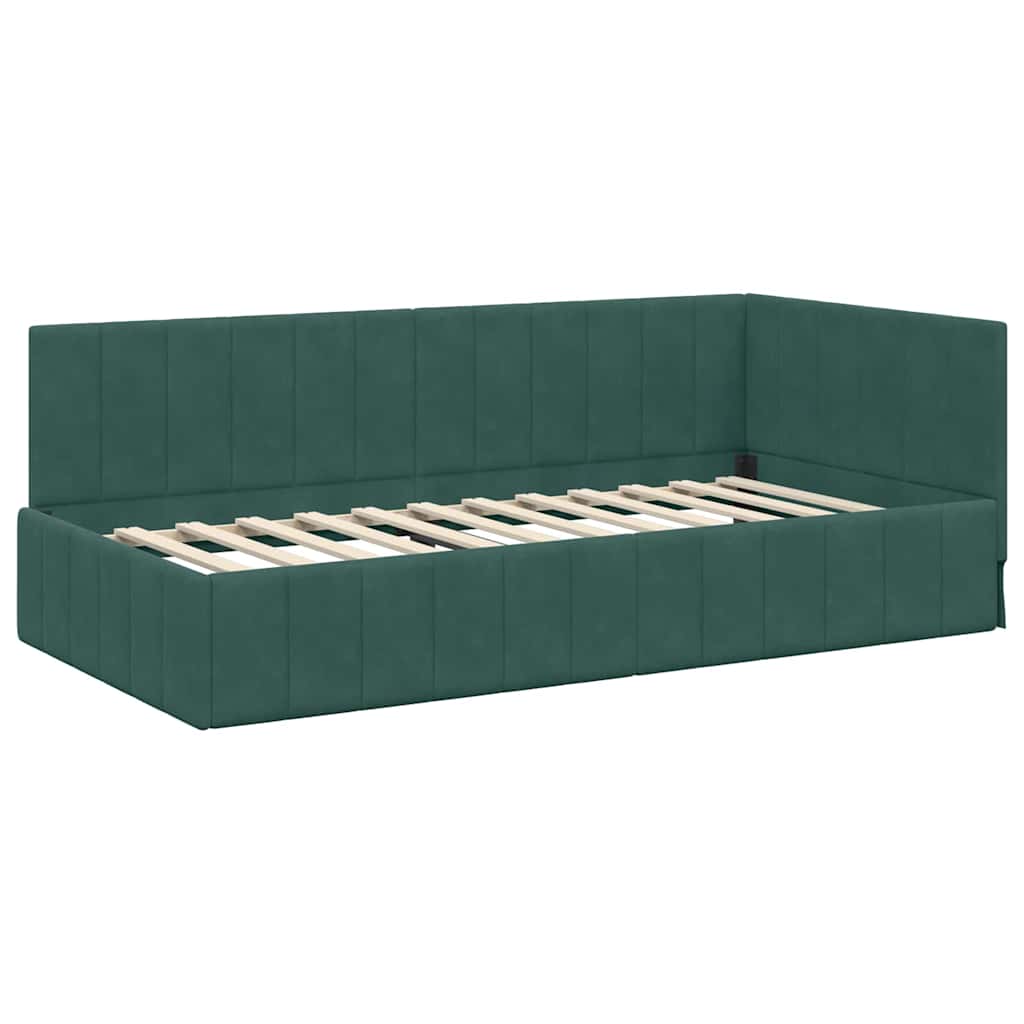 vidaXL Cornice del letto ad angolo Verde scuro 90 x 190 cm Velluto