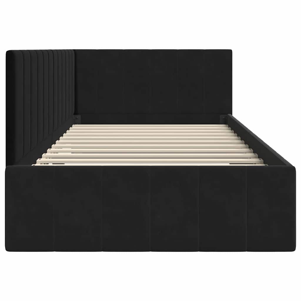 Cornice del letto ad angolo Nero 90 cm x 190 cm Velluto 42016302