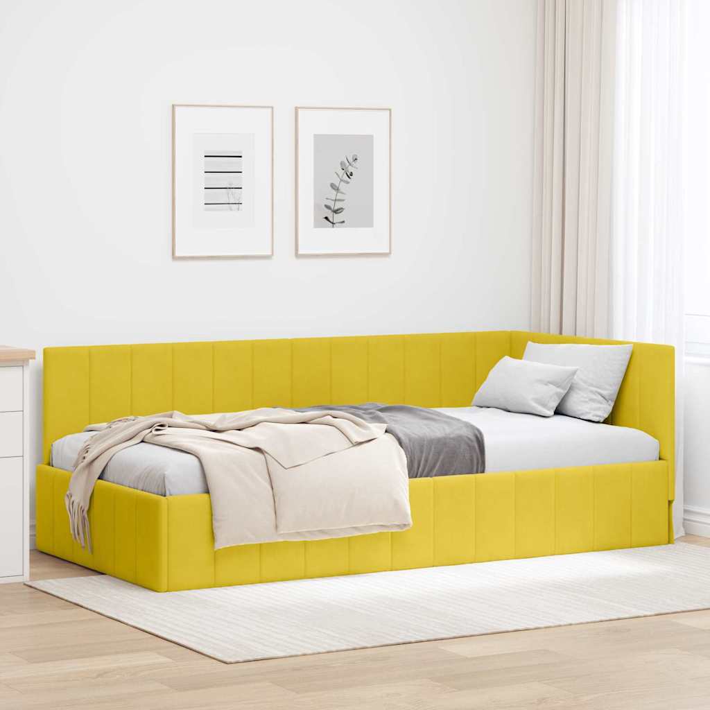 Cornice del letto ad angolo Giallo 90 cm x 190 cm Velluto 42016303
