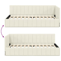 vidaXL Cornice del letto ad angolo Crema 90 x 190 cm Velluto