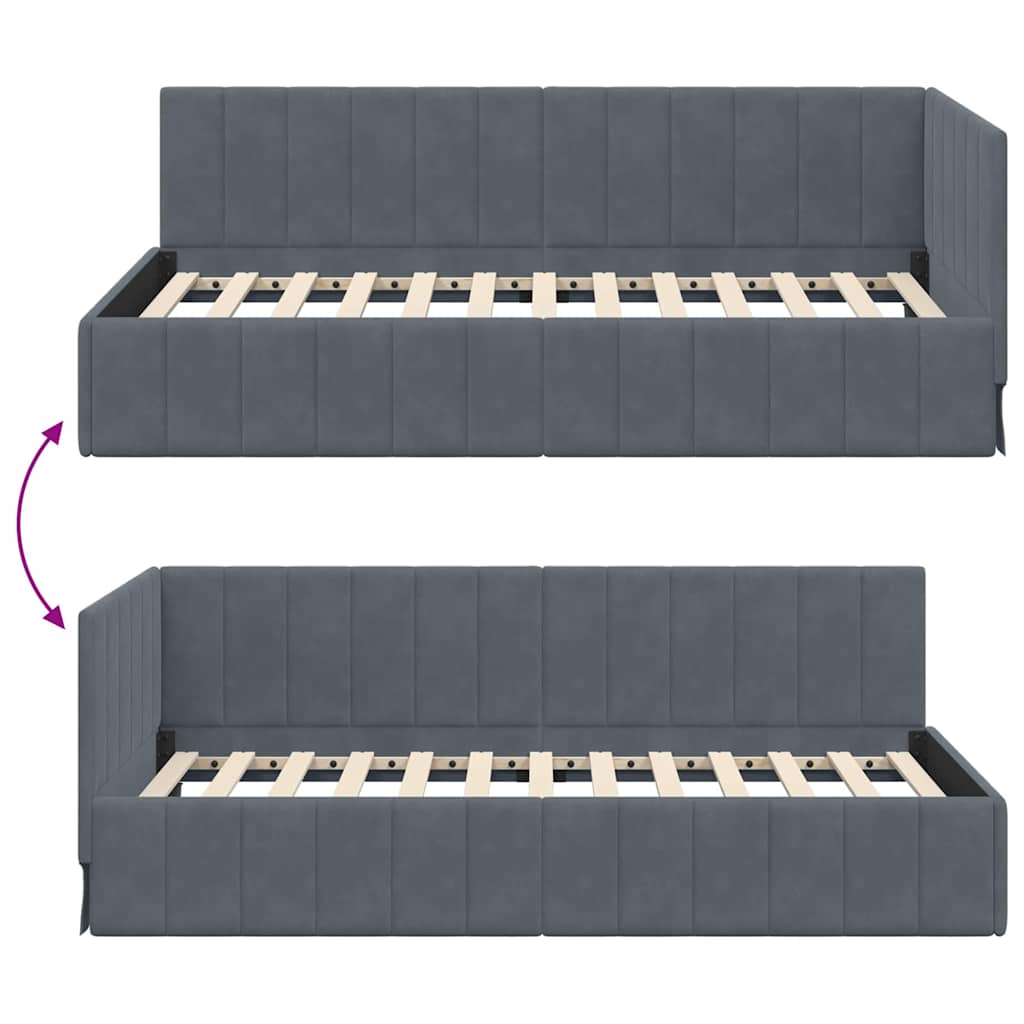 Cornice del letto ad angolo Grigio scuro 90 cm x 200 cm Velluto 42016308