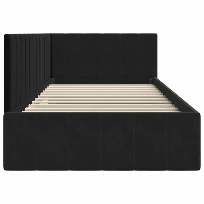 Cornice del letto ad angolo Nero 90 cm x 200 cm Velluto 42016312