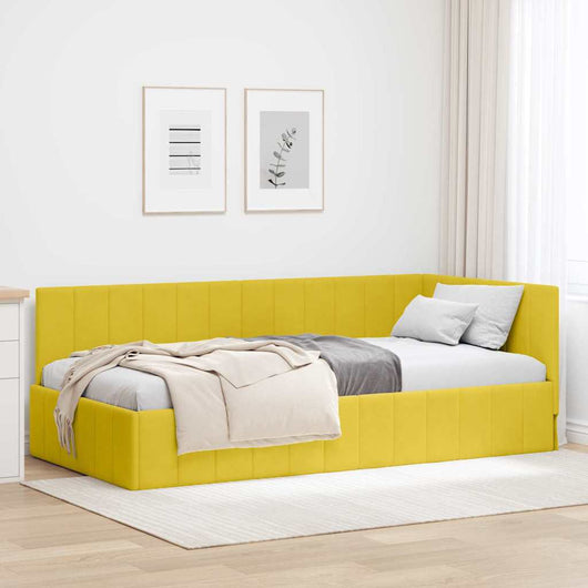 Cornice del letto ad angolo Giallo 100 cm x 200 cm Velluto 42016323