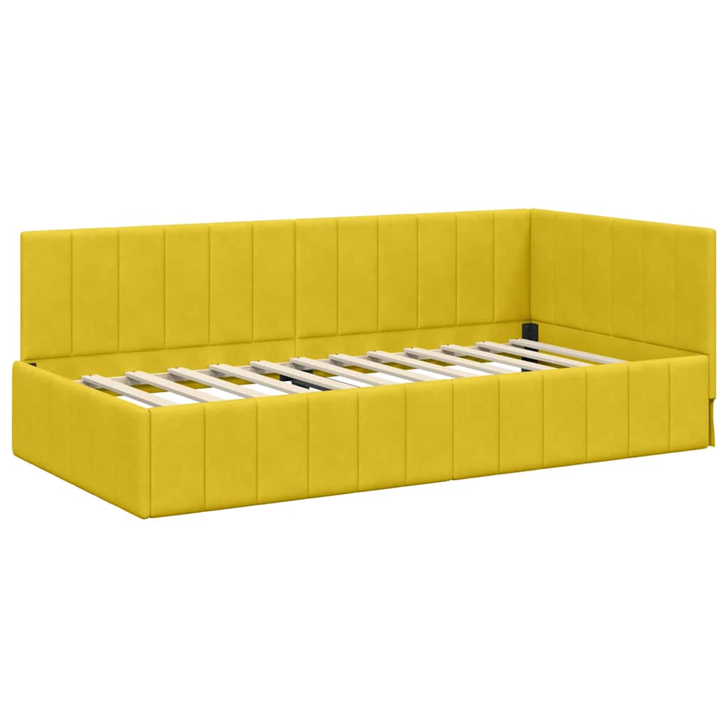 Cornice del letto ad angolo Giallo 100 cm x 200 cm Velluto 42016323