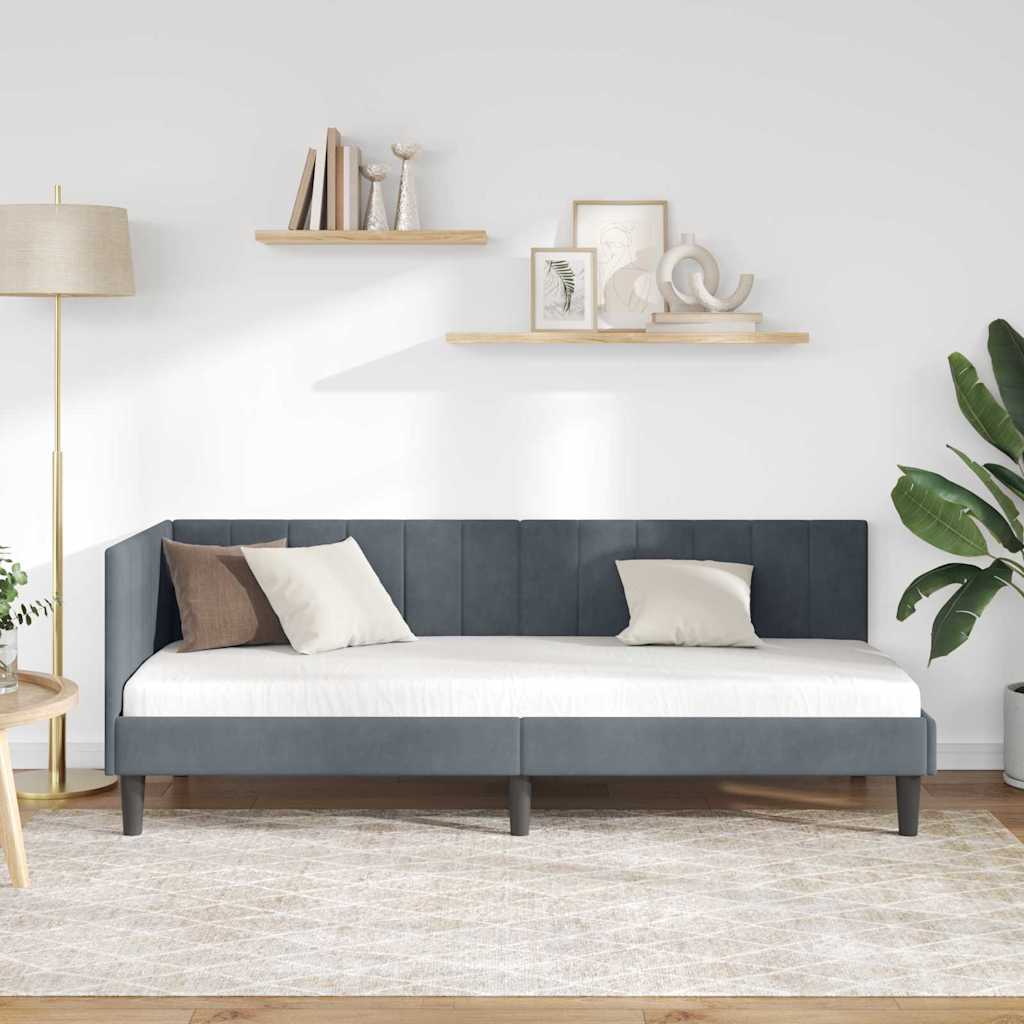 Cornice del letto ad angolo Grigio scuro 80 cm x 200 cm Velluto 42016329