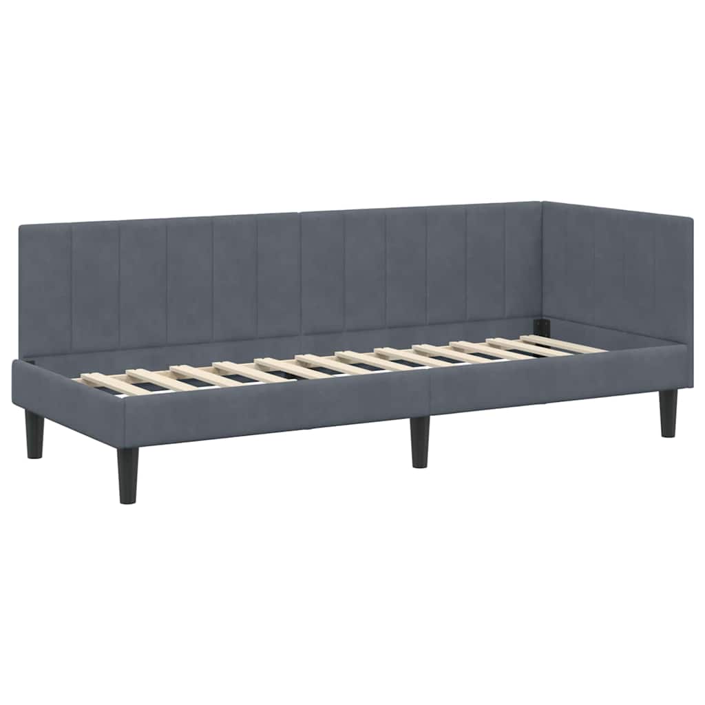 Cornice del letto ad angolo Grigio scuro 80 cm x 200 cm Velluto 42016329