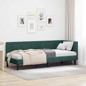 Cornice del letto ad angolo Verde Scuro 80 cm x 200 cm Velluto 42016330