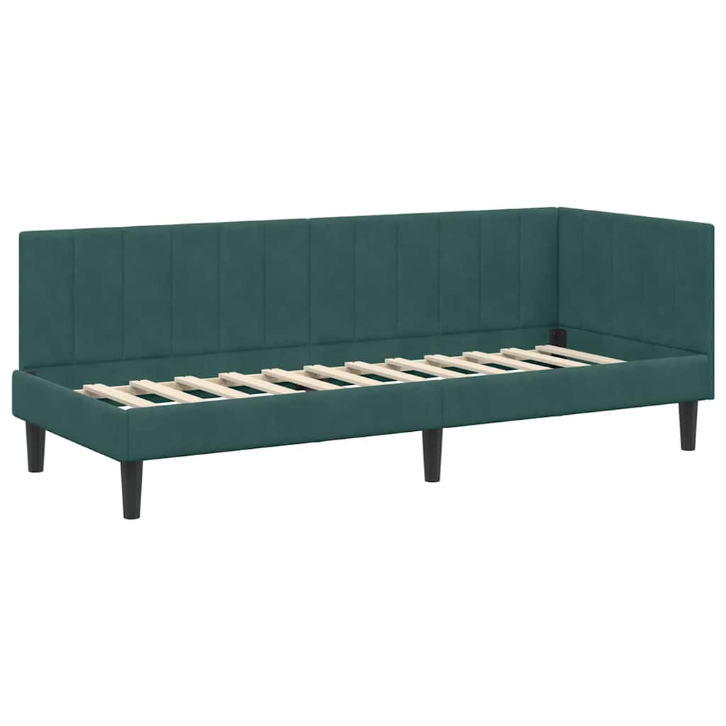 vidaXL Cornice del letto ad angolo Verde scuro 80 x 200 cm Velluto