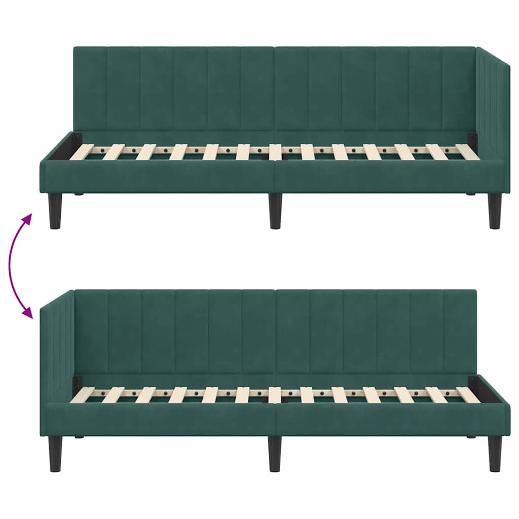 Cornice del letto ad angolo Verde Scuro 80 cm x 200 cm Velluto 42016330