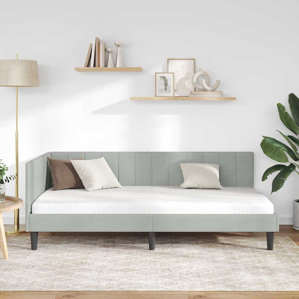 vidaXL Cornice del letto ad angolo Grigio chiaro 90 x 190 cm Velluto