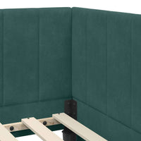 vidaXL Cornice del letto ad angolo Verde scuro 90 x 190 cm Velluto
