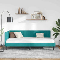 Cornice del letto ad angolo Turchese 90 cm x 200 cm Velluto 42016356