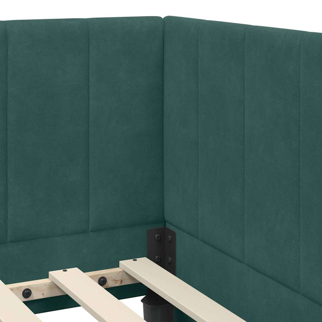 vidaXL Cornice del letto ad angolo Verde scuro 100 x 200 cm Velluto