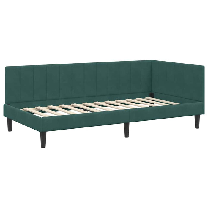 vidaXL Cornice del letto ad angolo Verde scuro 100 x 200 cm Velluto