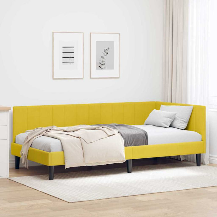 Cornice del letto ad angolo Giallo 100 cm x 200 cm Velluto 42016364