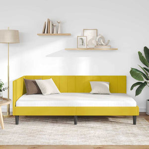 Cornice del letto ad angolo Giallo 100 cm x 200 cm Velluto 42016364