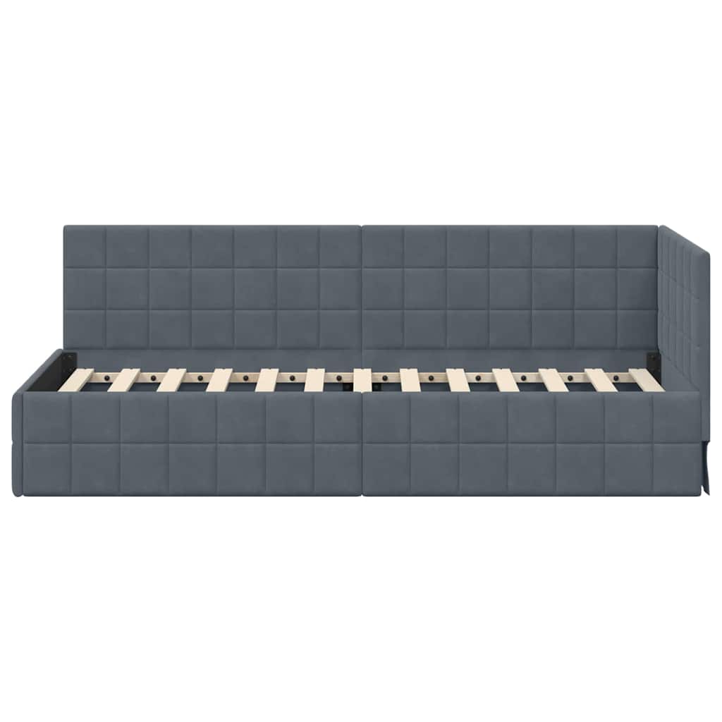 Cornice del letto ad angolo Grigio scuro 80 cm x 200 cm Velluto