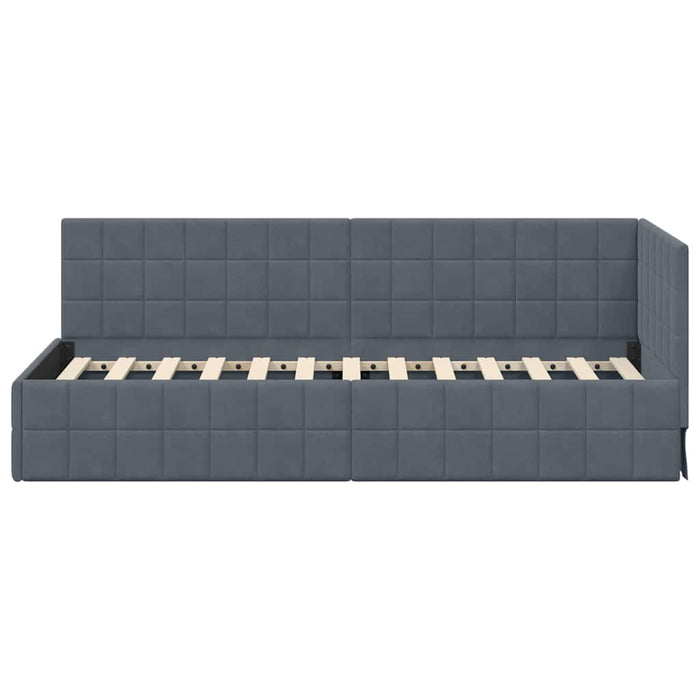 Cornice del letto ad angolo Grigio scuro 80 cm x 200 cm Velluto 42016369