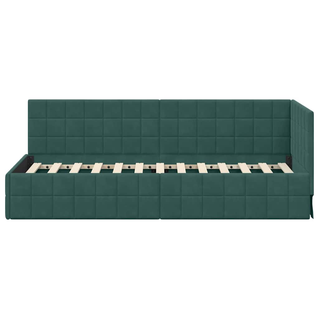 Cornice del letto ad angolo Verde Scuro 80 cm x 200 cm Velluto 42016370