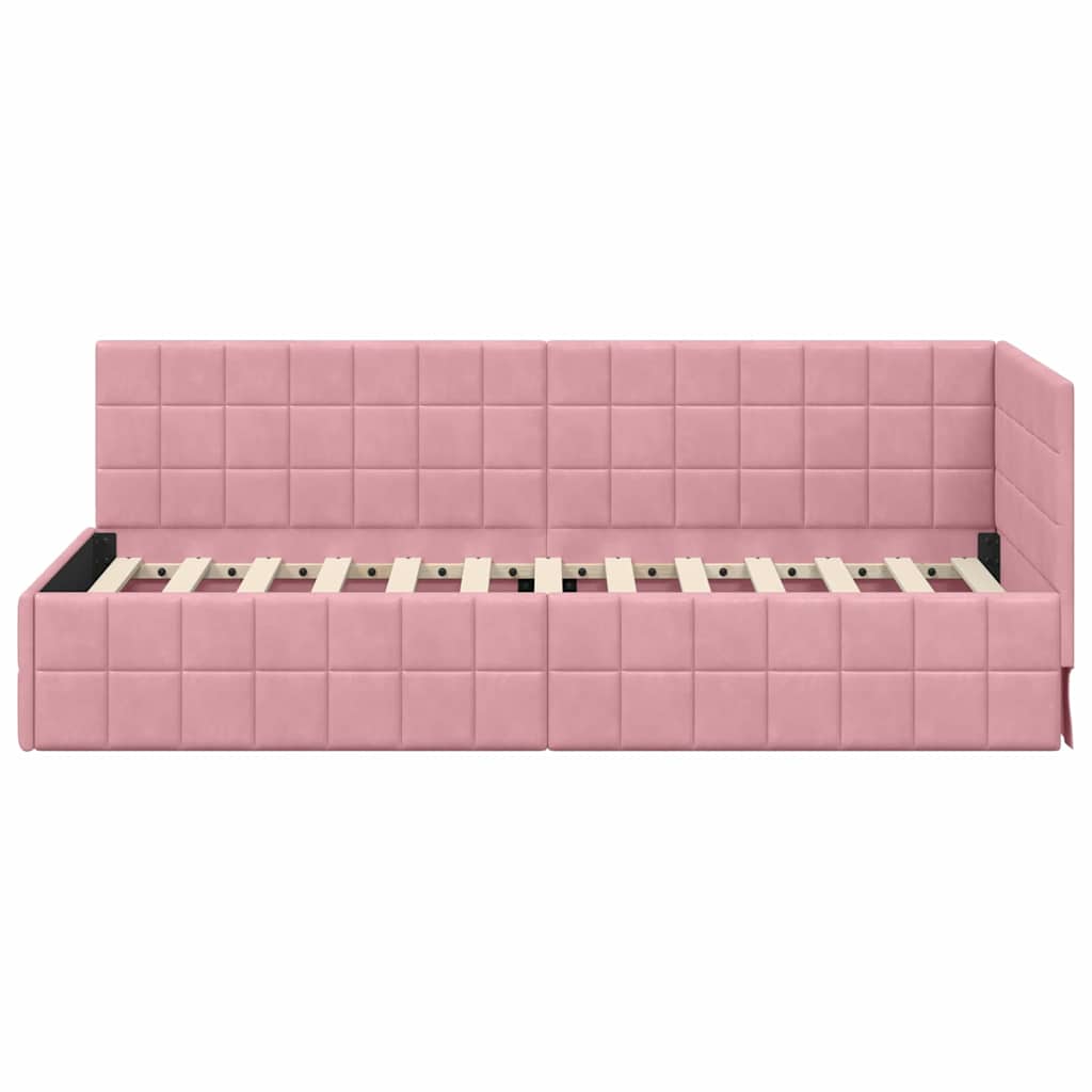 Cornice del letto ad angolo Rosa 80 cm x 200 cm Velluto 42016371