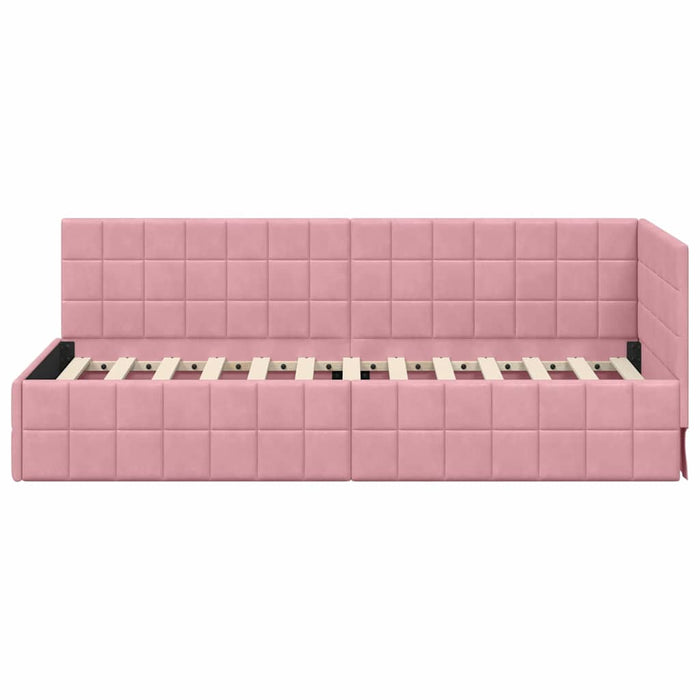 Cornice del letto ad angolo Rosa 80 cm x 200 cm Velluto 42016371