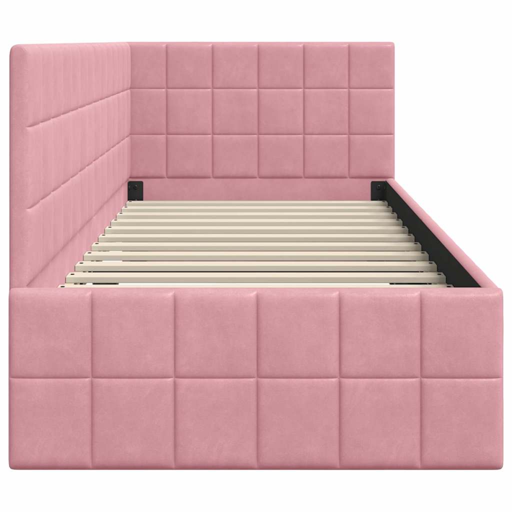 Cornice del letto ad angolo Rosa 80 cm x 200 cm Velluto 42016371