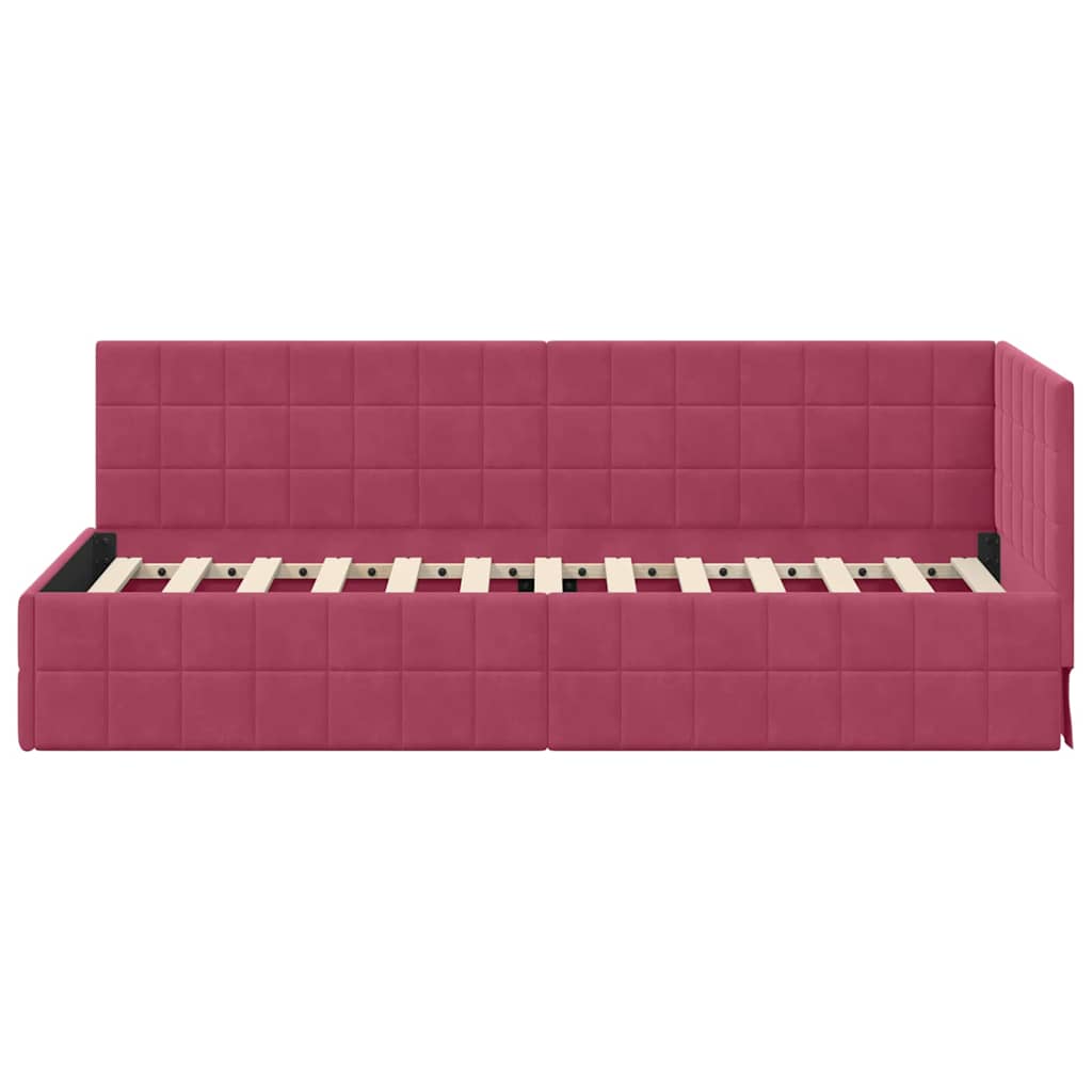 Cornice del letto ad angolo Rosso Vino 80 cm x 200 cm Velluto 42016372