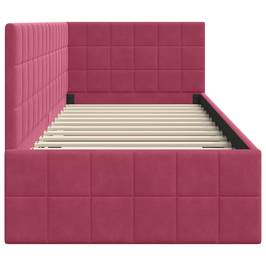 Cornice del letto ad angolo Rosso Vino 80 cm x 200 cm Velluto