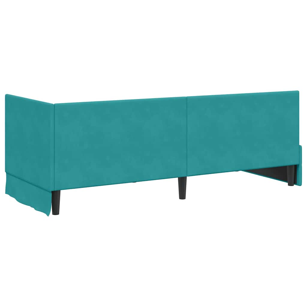 Cornice del letto ad angolo Turchese 80 cm x 200 cm Velluto