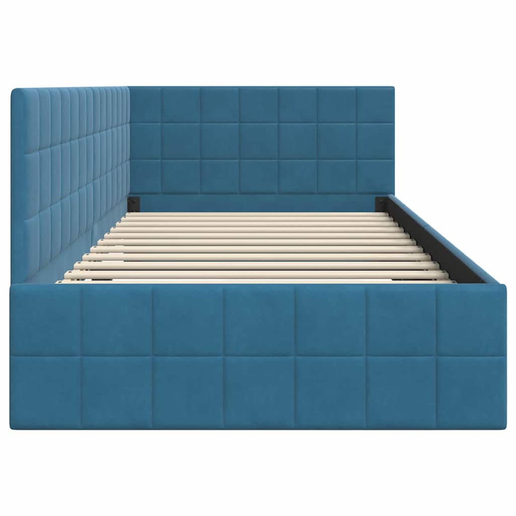 Cornice del letto ad angolo Blu 90 cm x 190 cm Velluto 42016377
