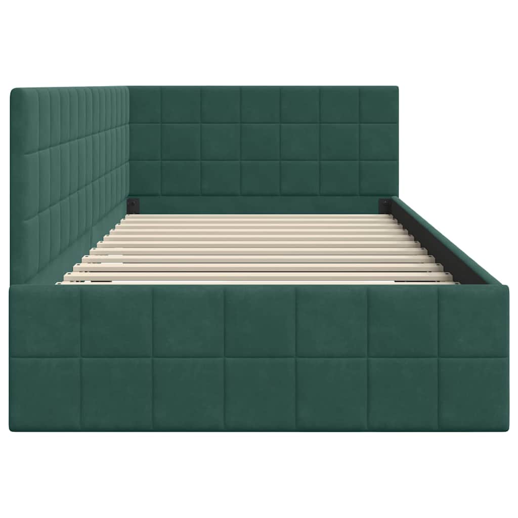 Cornice del letto ad angolo Verde Scuro 90 cm x 190 cm Velluto 42016380
