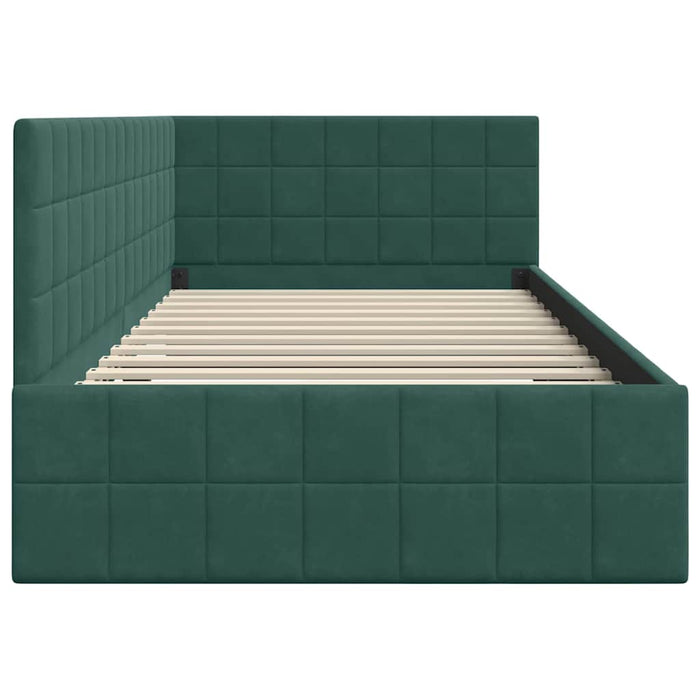 Cornice del letto ad angolo Verde Scuro 90 cm x 190 cm Velluto 42016380