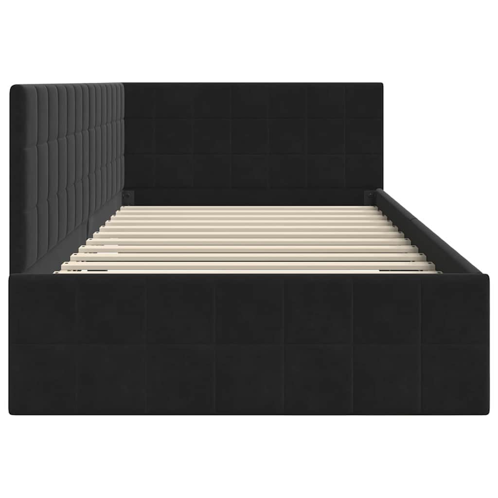 Cornice del letto ad angolo Nero 90 cm x 190 cm Velluto 42016383