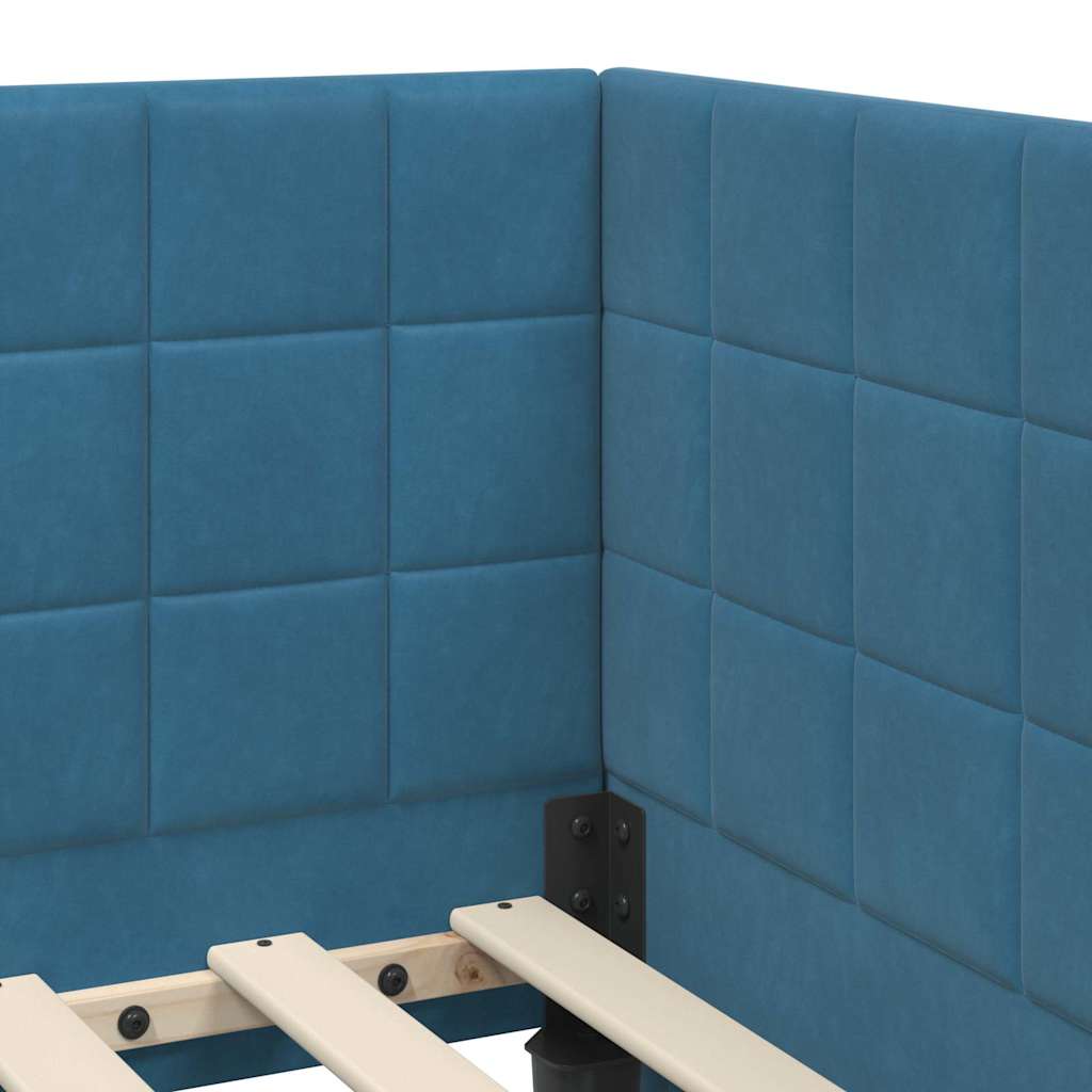 vidaXL Cornice del letto ad angolo Blu 90 x 200 cm Velluto