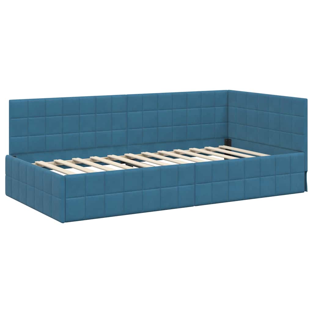 vidaXL Cornice del letto ad angolo Blu 90 x 200 cm Velluto