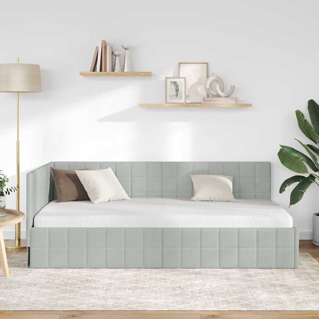 Cornice del letto ad angolo Grigio chiaro 90 cm x 200 cm