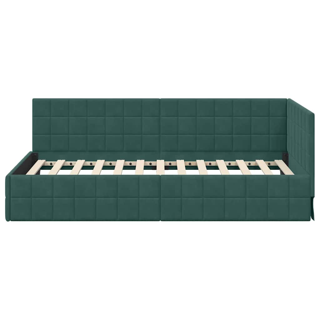 Cornice del letto ad angolo Verde Scuro 90 cm x 200 cm Velluto 42016390