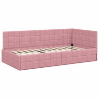 Cornice del letto ad angolo Rosa 90 cm x 200 cm Velluto 42016391
