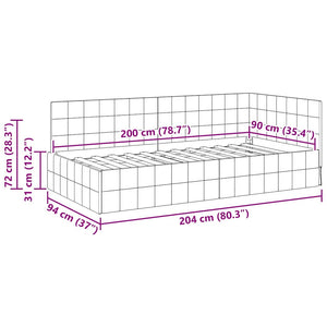 vidaXL Cornice del letto ad angolo Rosa 90 x 200 cm Velluto