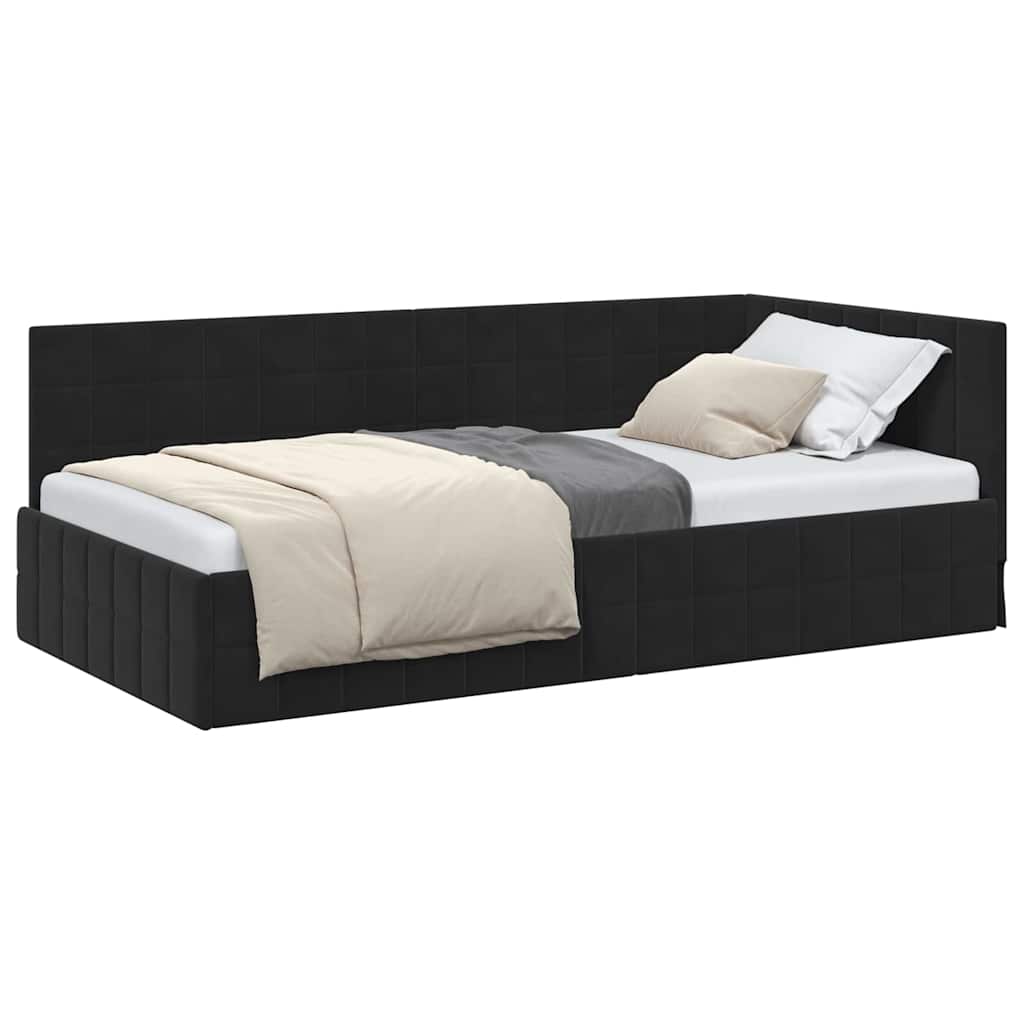 vidaXL Cornice del letto ad angolo Nero 90 x 200 cm Velluto