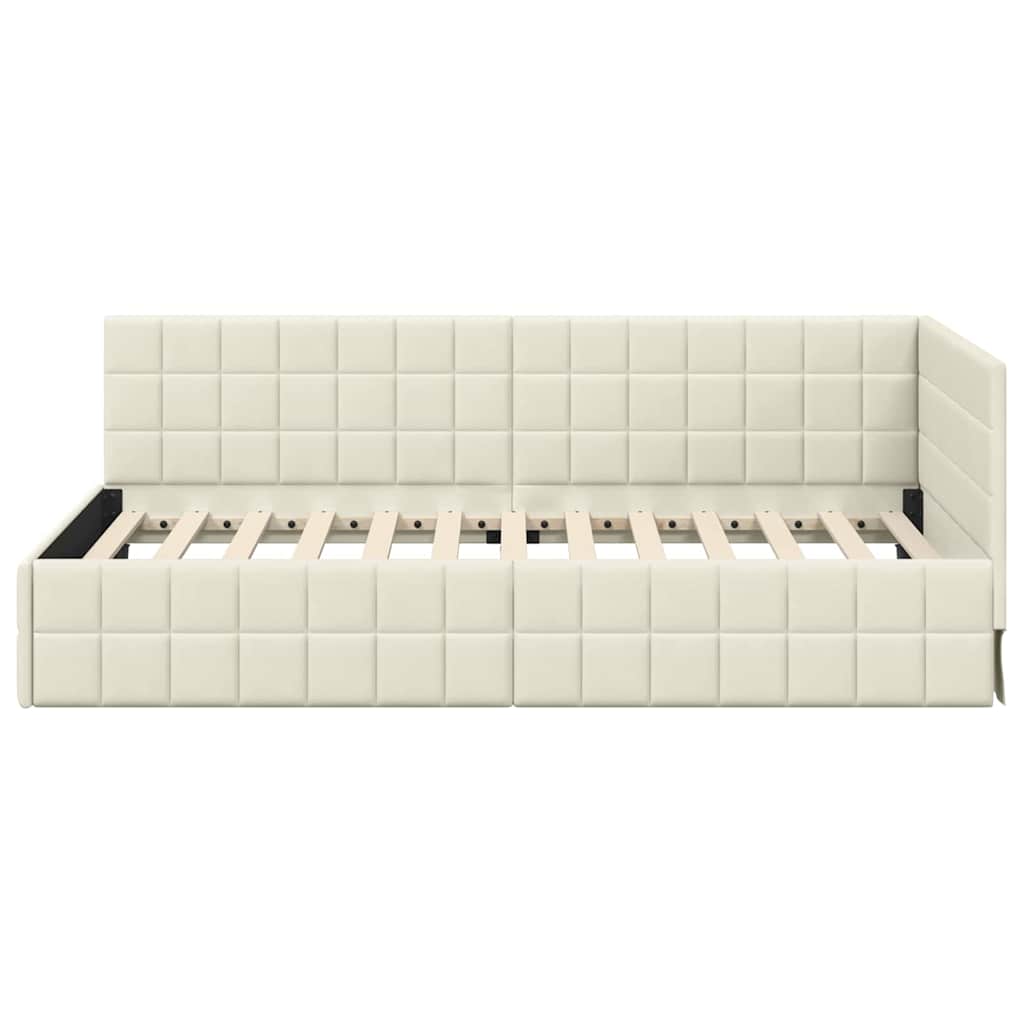 Cornice del letto ad angolo Crema 90 cm x 200 cm Velluto 42016395