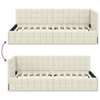 vidaXL Cornice del letto ad angolo Crema 90 x 200 cm Velluto