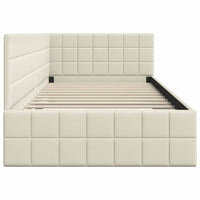 vidaXL Cornice del letto ad angolo Crema 90 x 200 cm Velluto