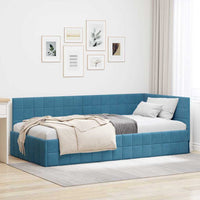 Cornice del letto ad angolo Blu 100 cm x 200 cm Velluto