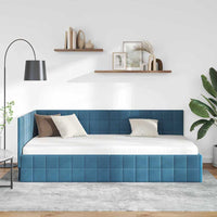 Cornice del letto ad angolo Blu 100 cm x 200 cm Velluto